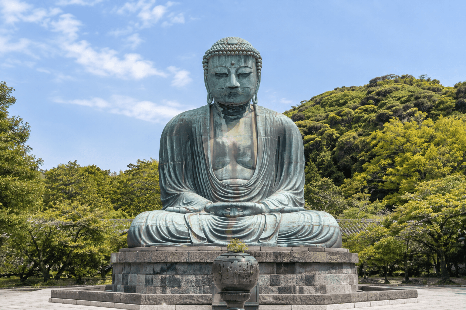 Kamakura · Great Buddha at Kotoku-in · AI destination illustration · not a photograph
